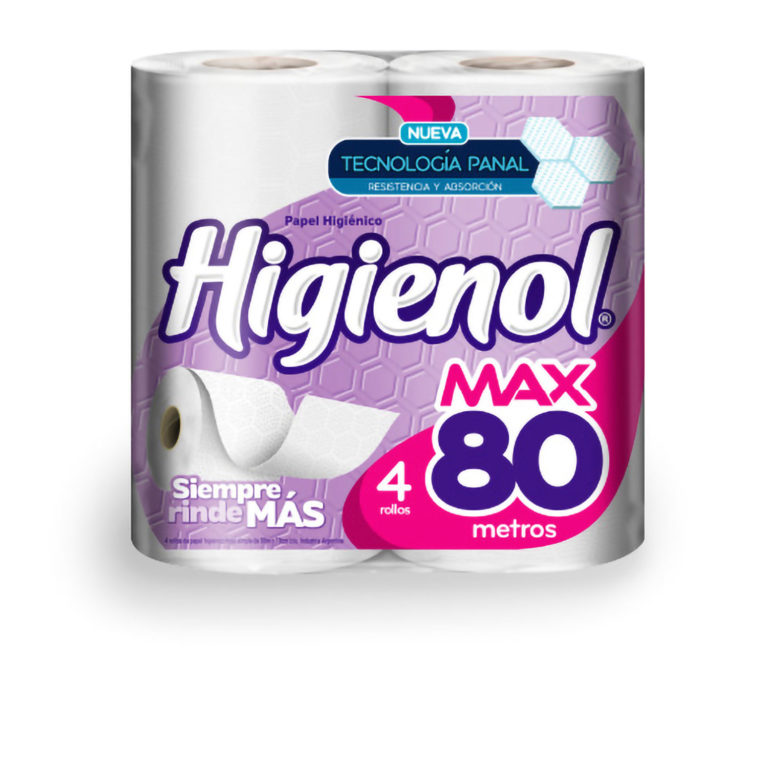 Papel Higienico Higienol Max Hoja Simple 80 Metros X 4 Rollos Leburé